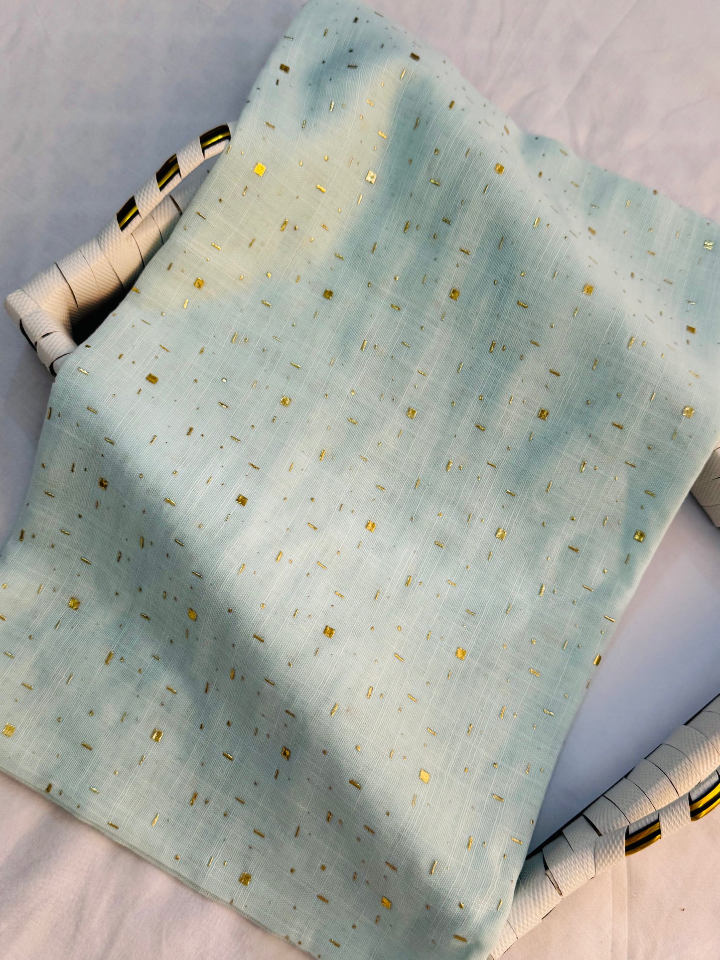 Foil Pattern Festive Lawn-Sky