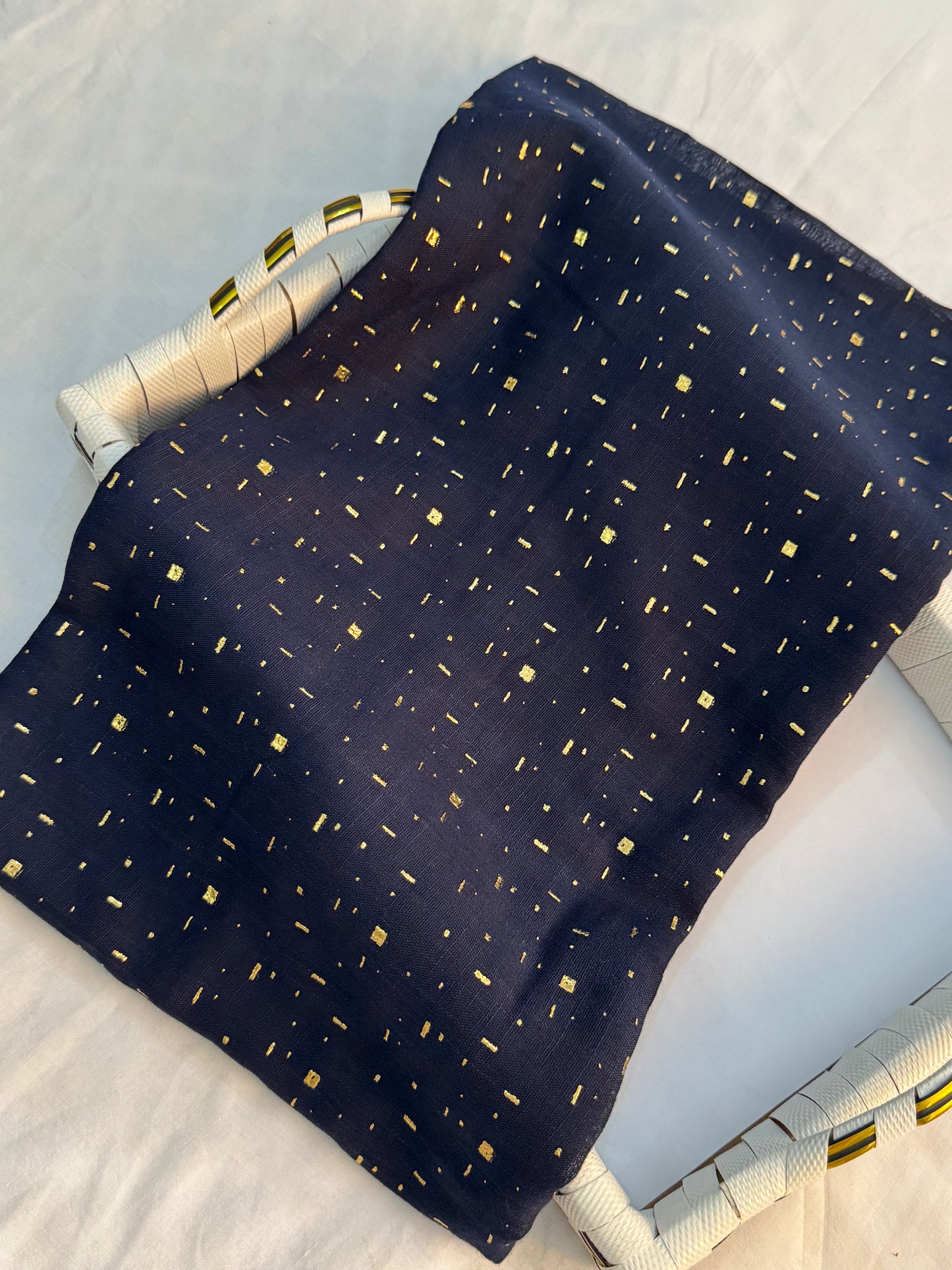 Foil Pattern Festive Lawn-NavyBlue