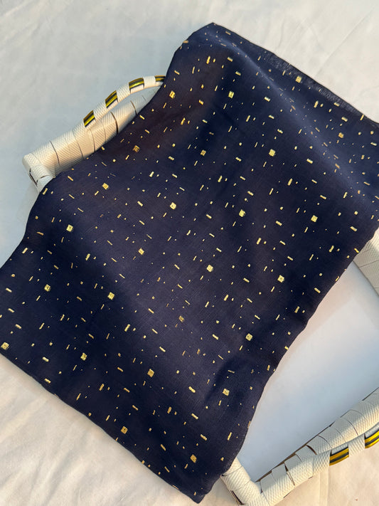 Foil Pattern Festive Lawn-NavyBlue